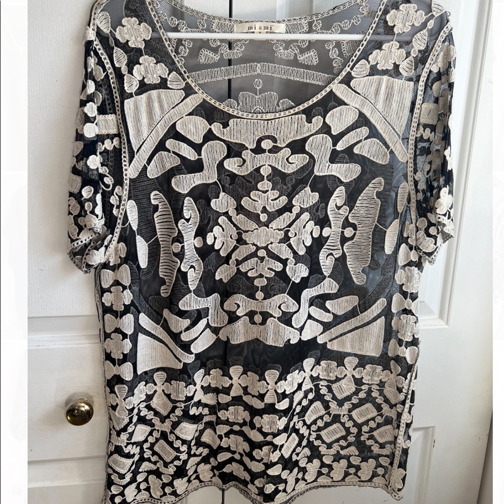 Sheer embroidered blouse
